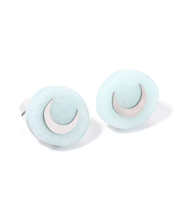 Pendientes plateados con luna multicolores