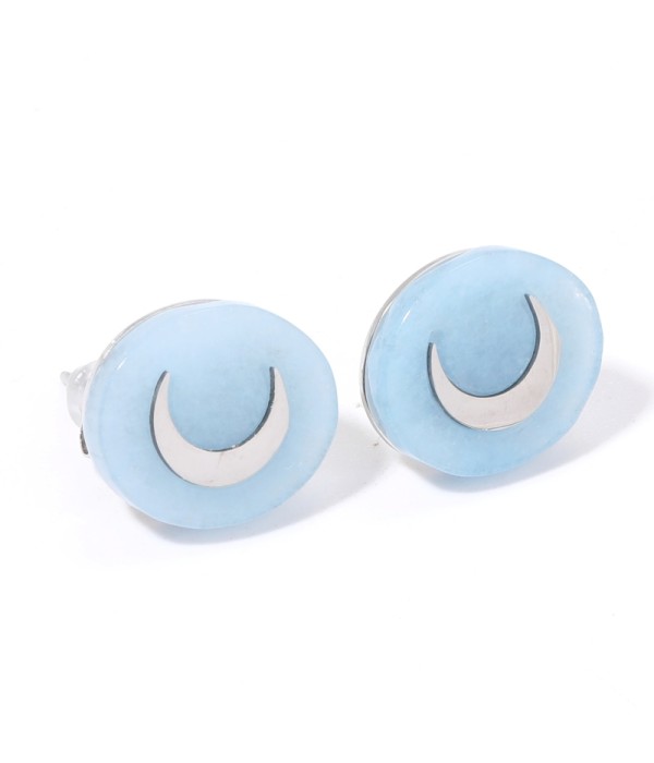 Pendientes plateados con luna multicolores