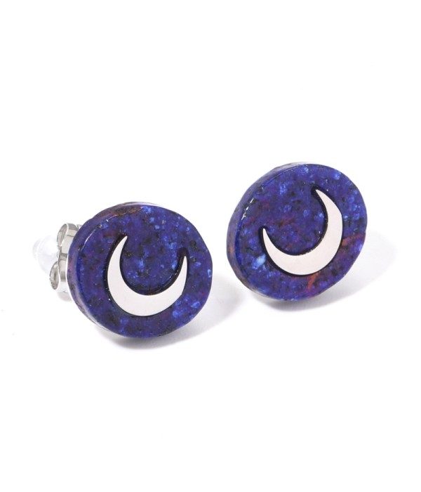 Pendientes plateados con luna multicolores