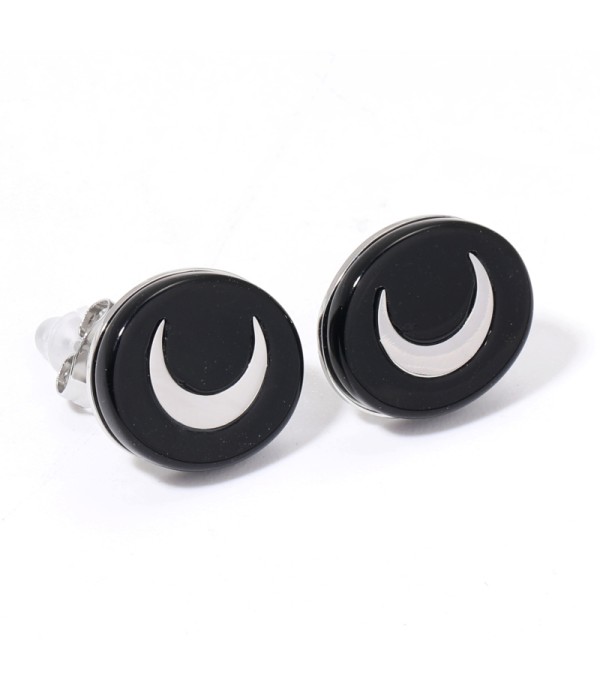 Pendientes plateados con luna multicolores