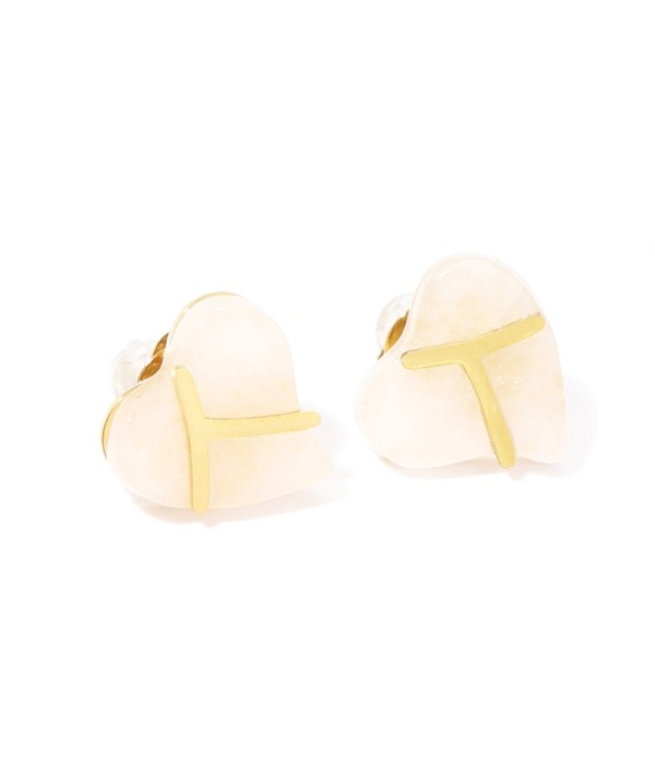 Pendientes doradas con corazón multicolores