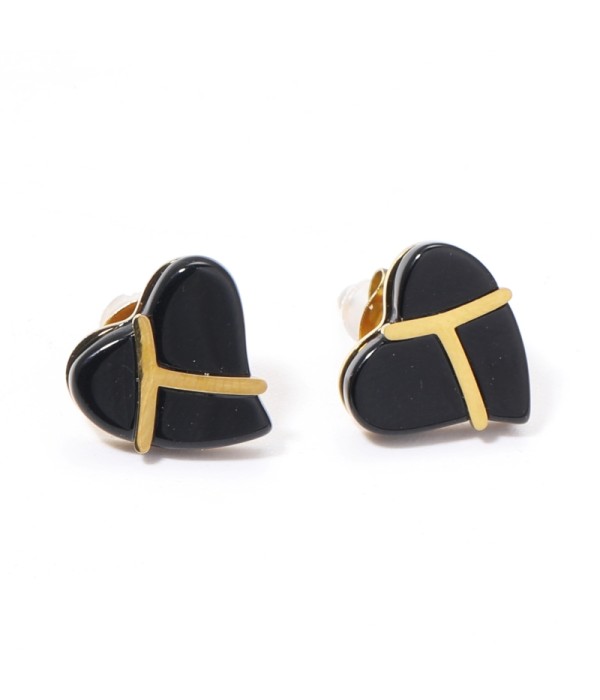 Pendientes doradas con corazón multicolores