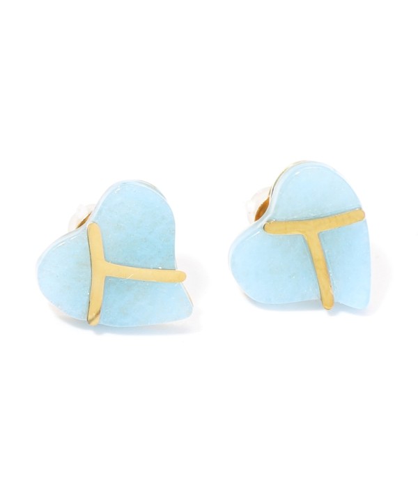 Pendientes doradas con corazón multicolores