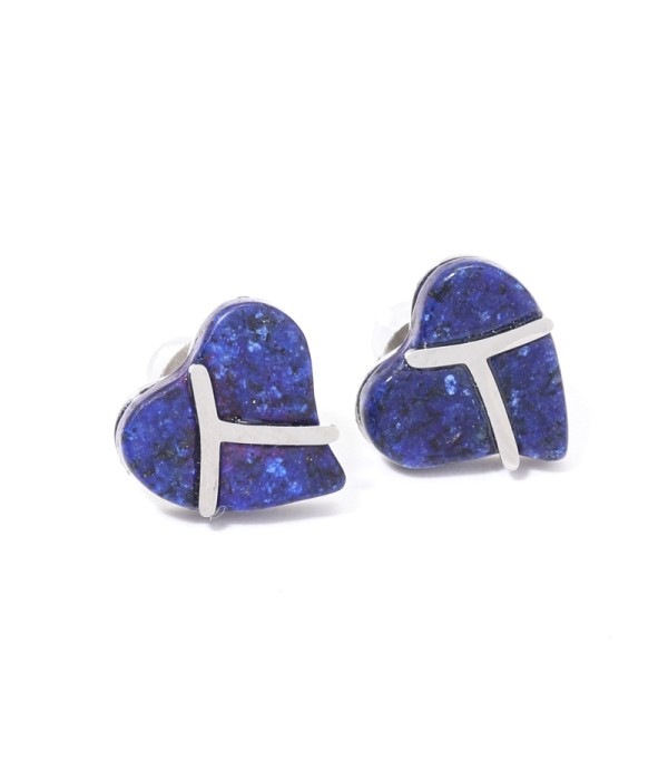 Pendientes plateados con corazón multicolores