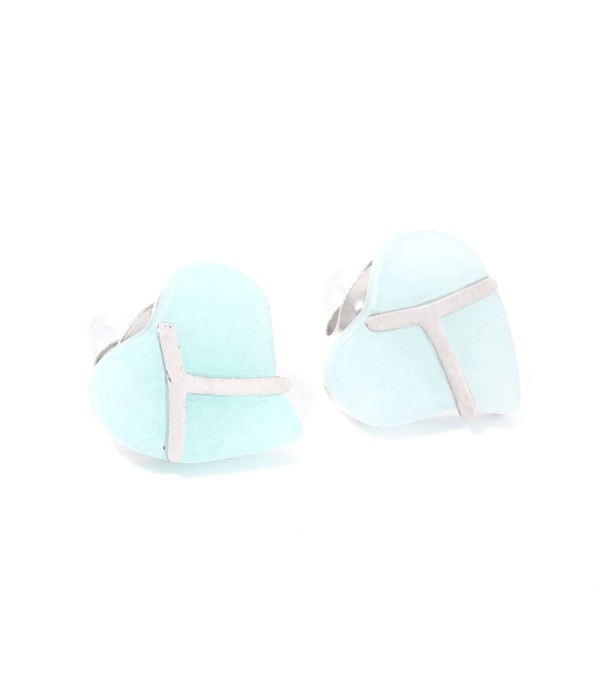 Pendientes plateados con corazón multicolores