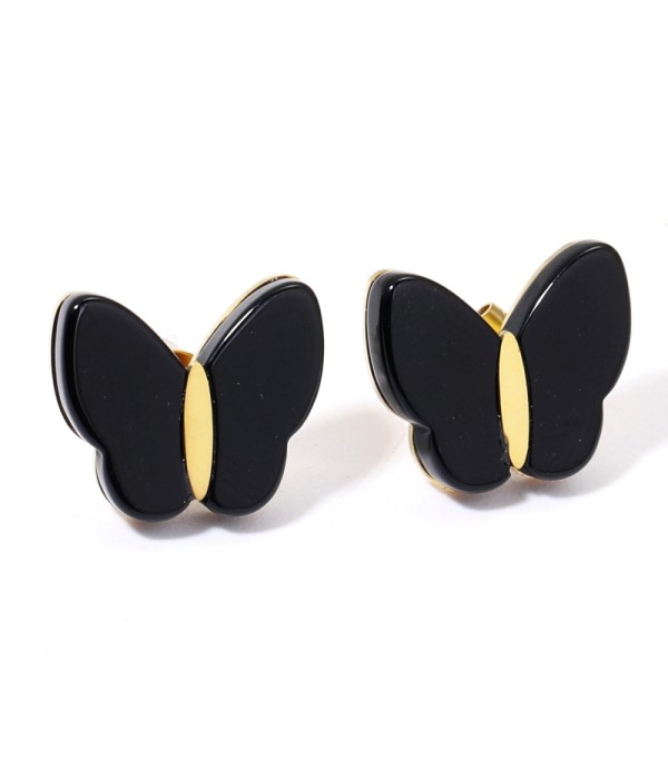 Pendientes doradas con mariposa multicolores