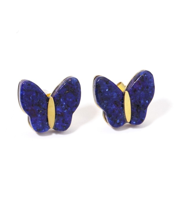 Pendientes doradas con mariposa multicolores