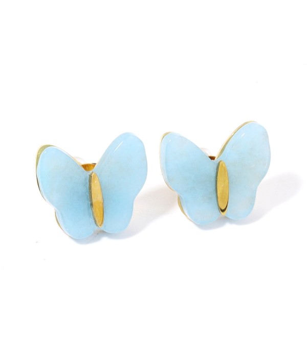 Pendientes doradas con mariposa multicolores