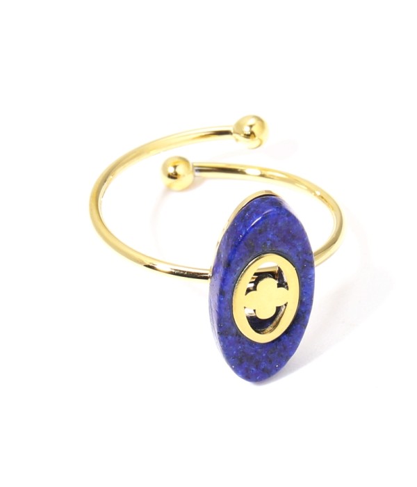 Anillos dorados con óvalo multicolores