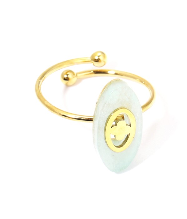 Anillos dorados con óvalo multicolores