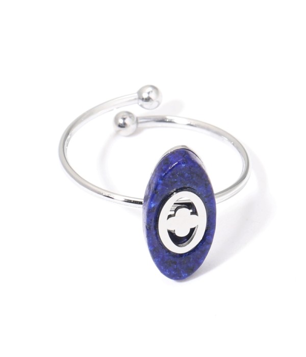 Anillos plateados con óvalo multicolores 2