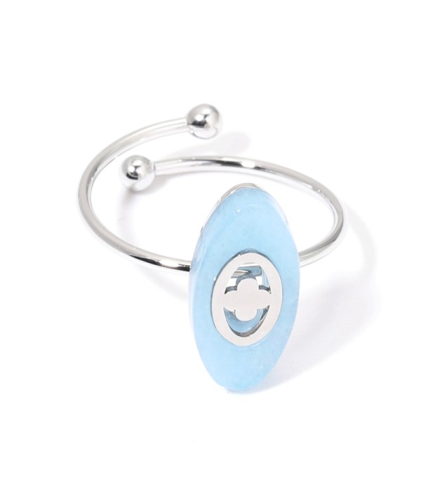 Anillos plateados con óvalo multicolores