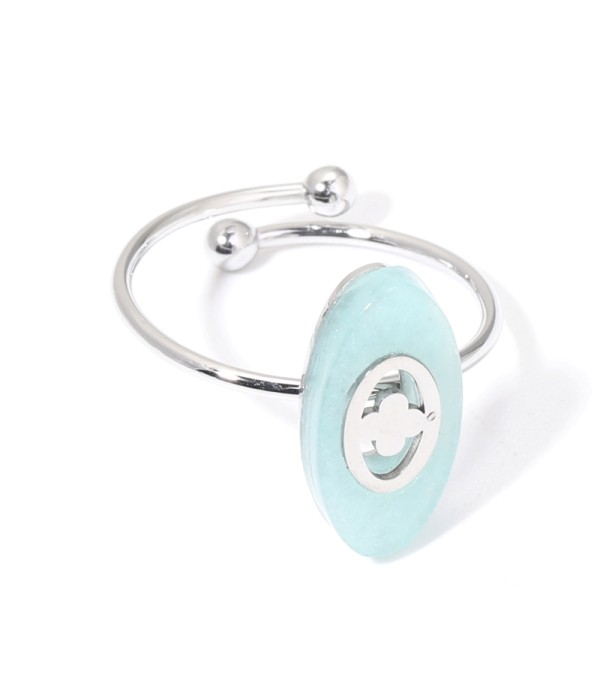 Anillos plateados con óvalo multicolores