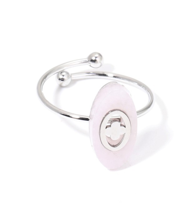 Anillos plateados con óvalo multicolores