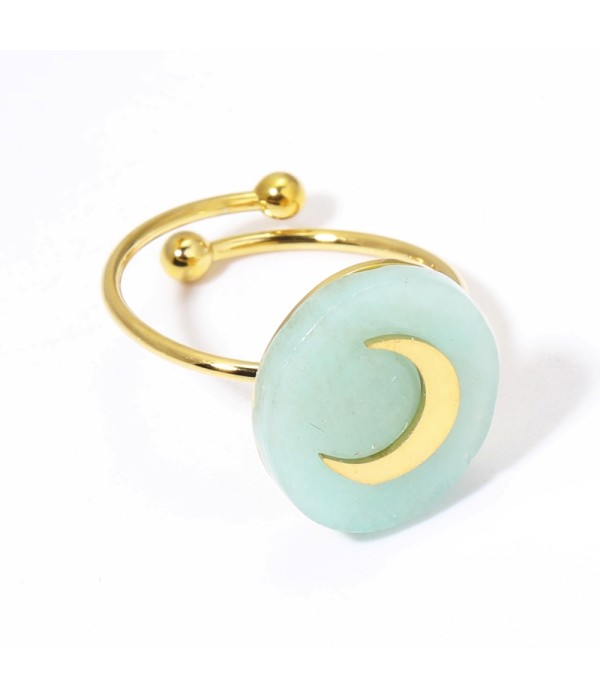 Anillos dorados con luna multicolores