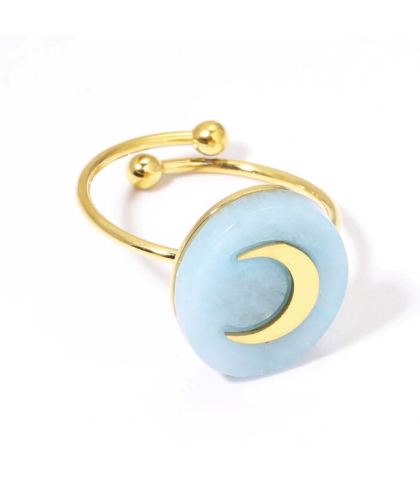 Anillos dorados con luna multicolores