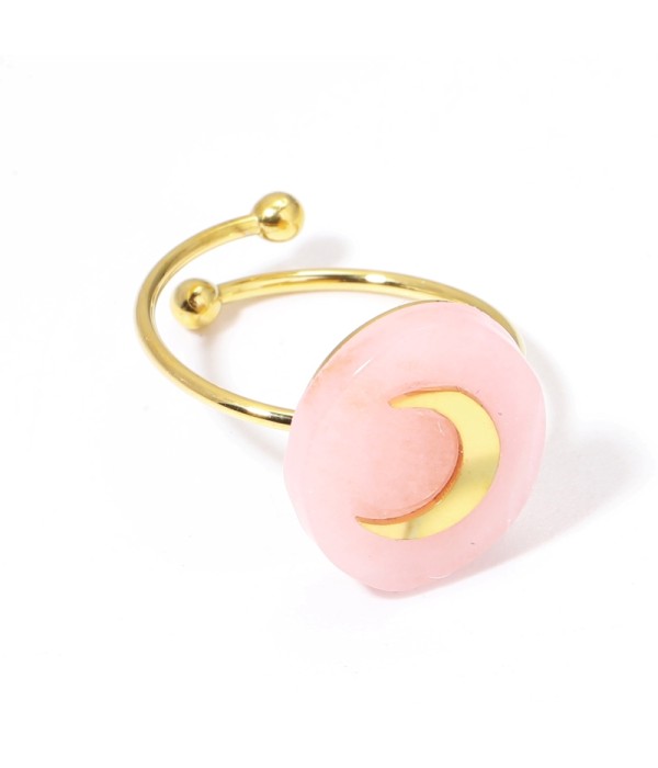 Anillos dorados con luna multicolores