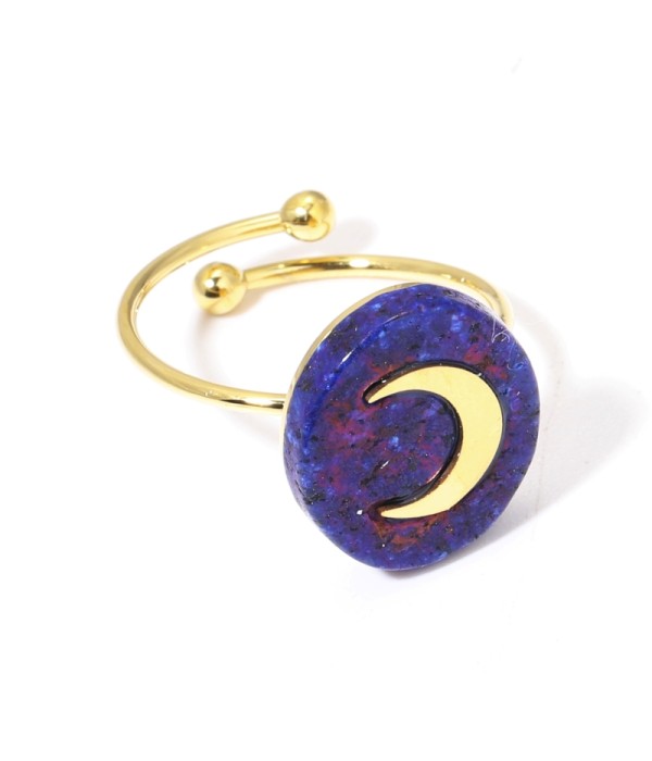Anillos dorados con luna multicolores
