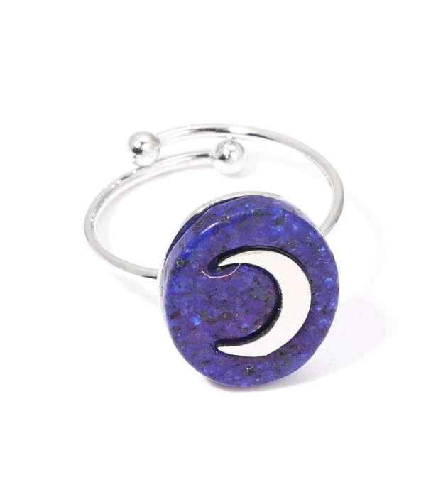 Anillos plateados con luna multicolores