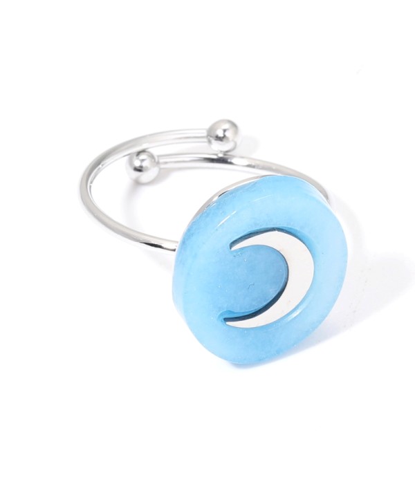 Anillos plateados con luna multicolores