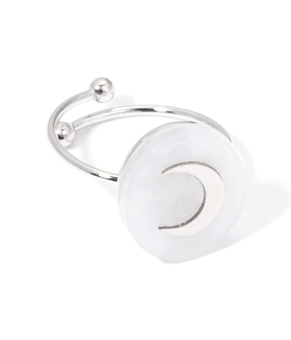 Anillos plateados con luna multicolores