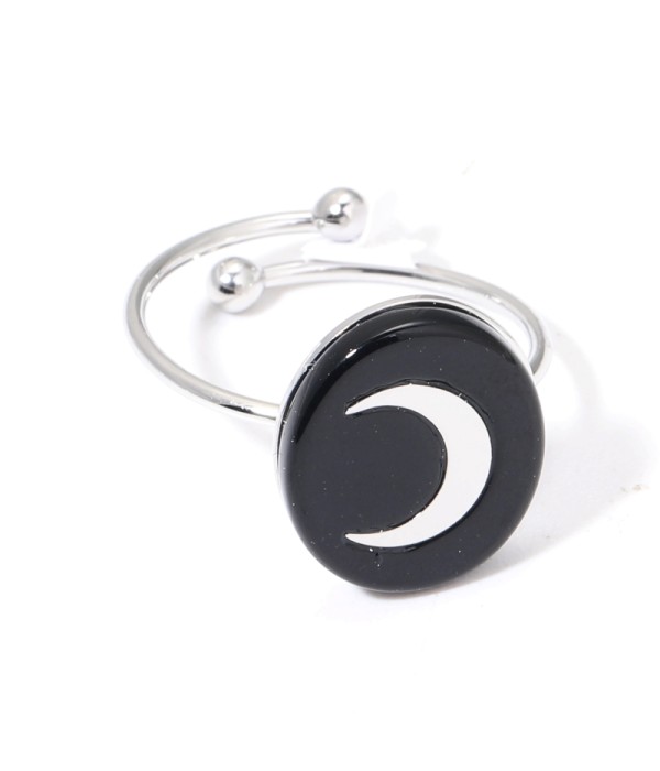 Anillos plateados con luna multicolores