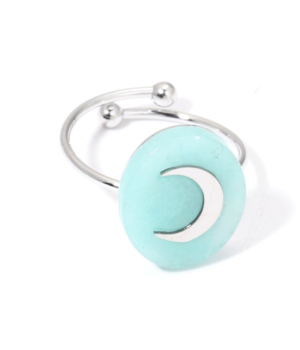 Anillos plateados con luna multicolores