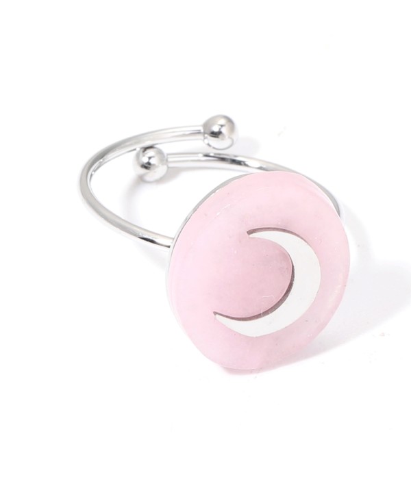 Anillos plateados con luna multicolores