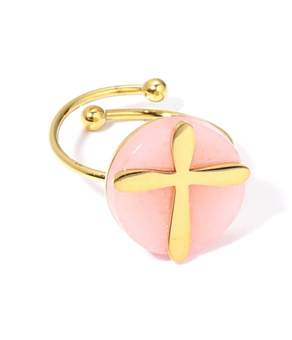 Anillos dorados con cruz multicolores