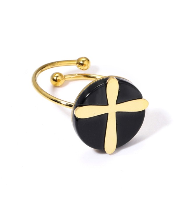 Anillos dorados con cruz multicolores 2