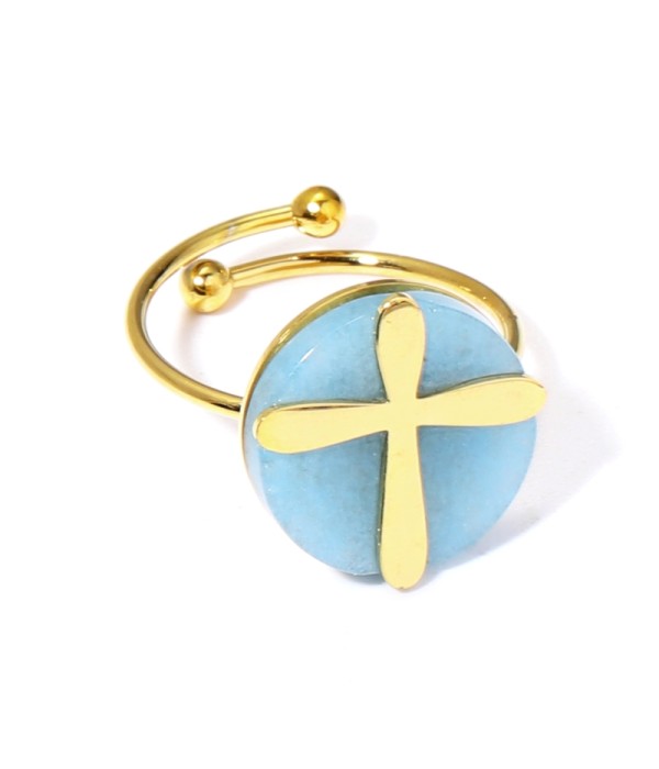 Anillos dorados con cruz multicolores