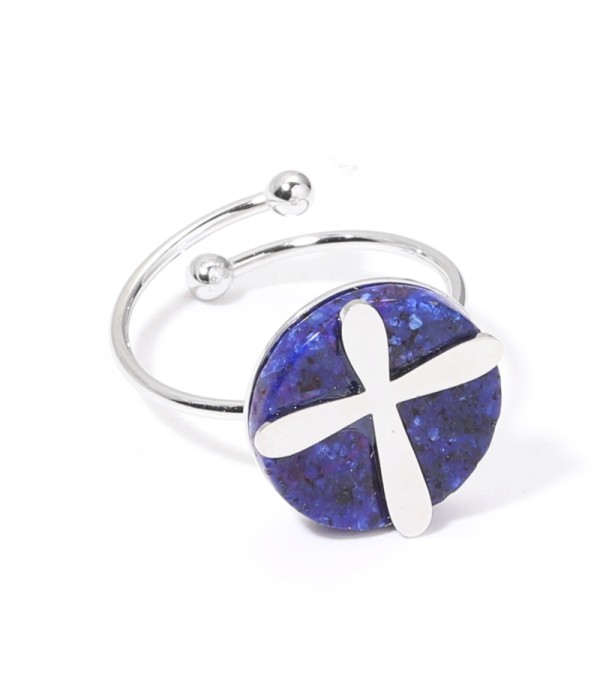 Anillos plateados con cruz multicolores