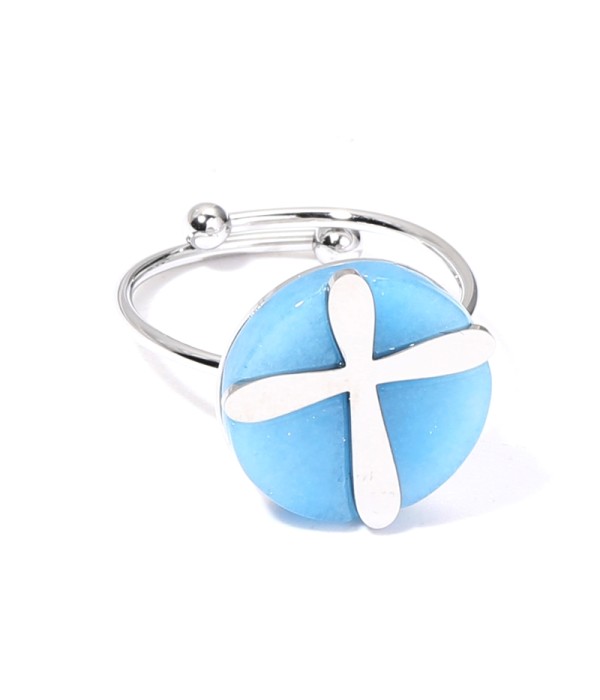 Anillos plateados con cruz multicolores