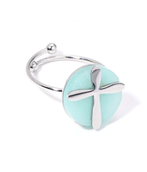 Anillos plateados con cruz multicolores