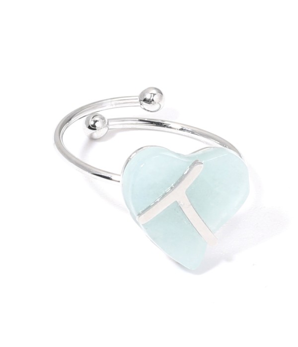 Anillos plateados con corazón multicolores