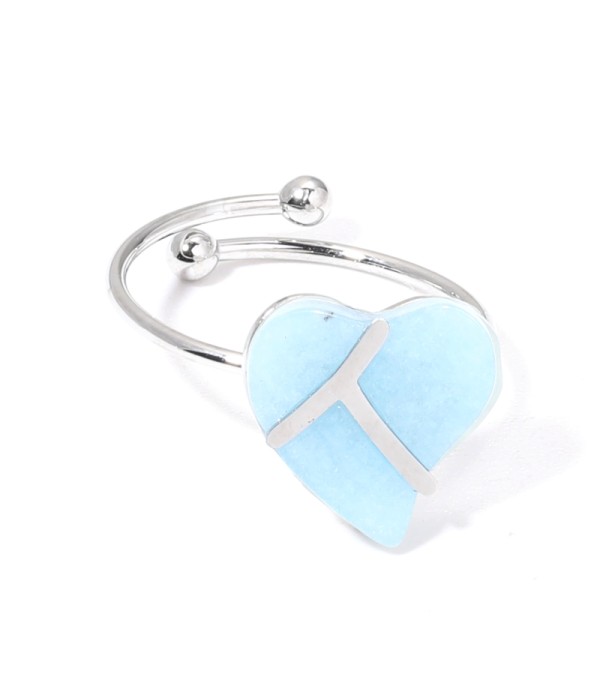 Anillos plateados con corazón multicolores