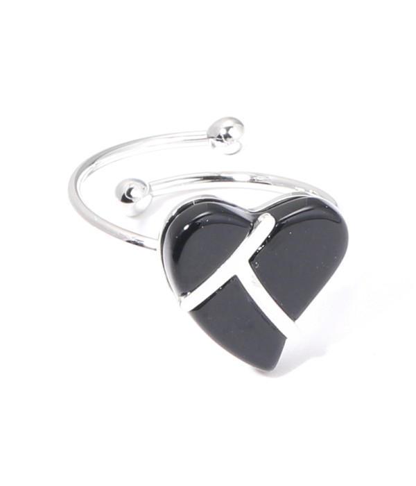 Anillos plateados con corazón multicolores