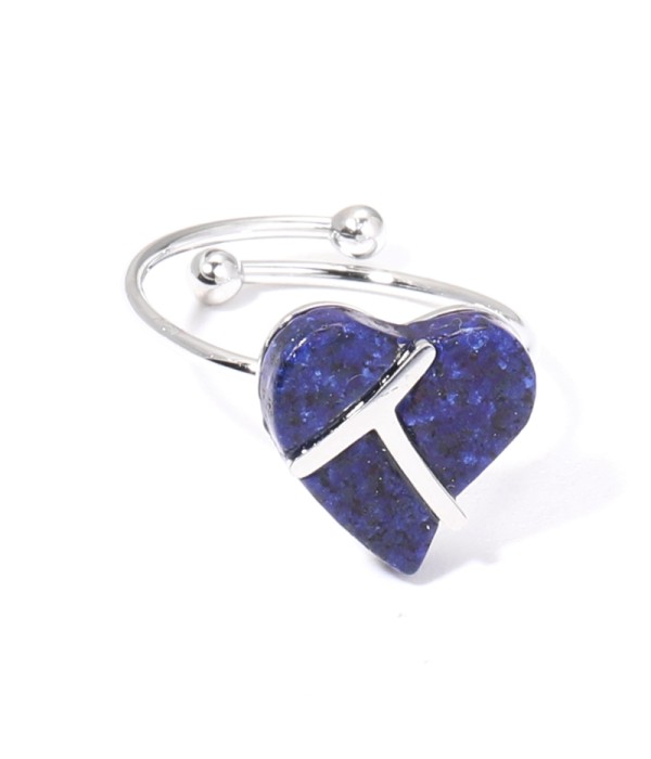 Anillos plateados con corazón multicolores