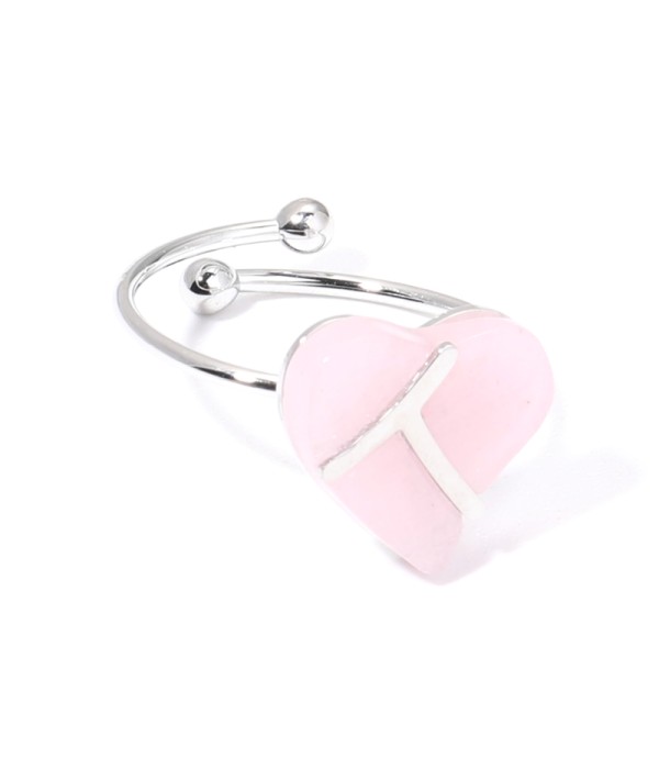 Anillos plateados con corazón multicolores