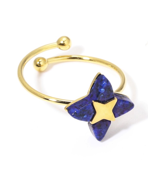 Anillos dorados con estrella de cruz multicolores