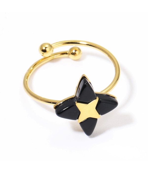 Anillos dorados con estrella de cruz multicolores