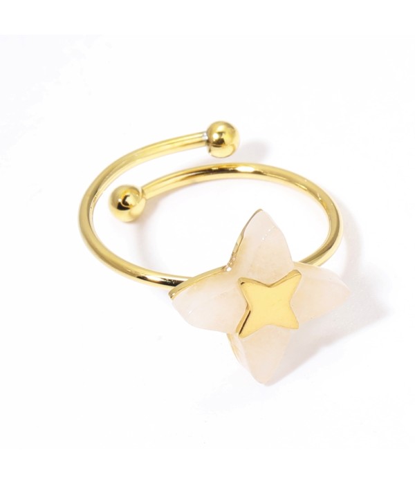 Anillos dorados con estrella de cruz multicolores