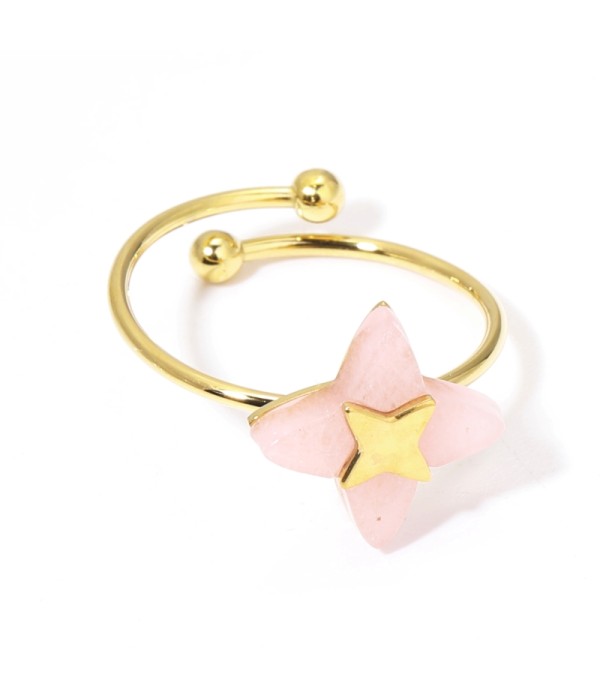 Anillos dorados con estrella de cruz multicolores