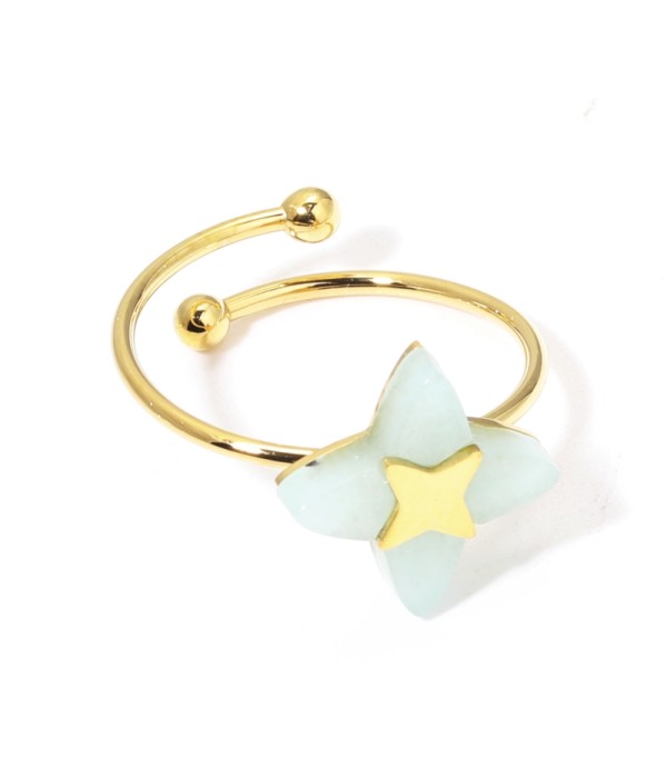 Anillos dorados con estrella de cruz multicolores