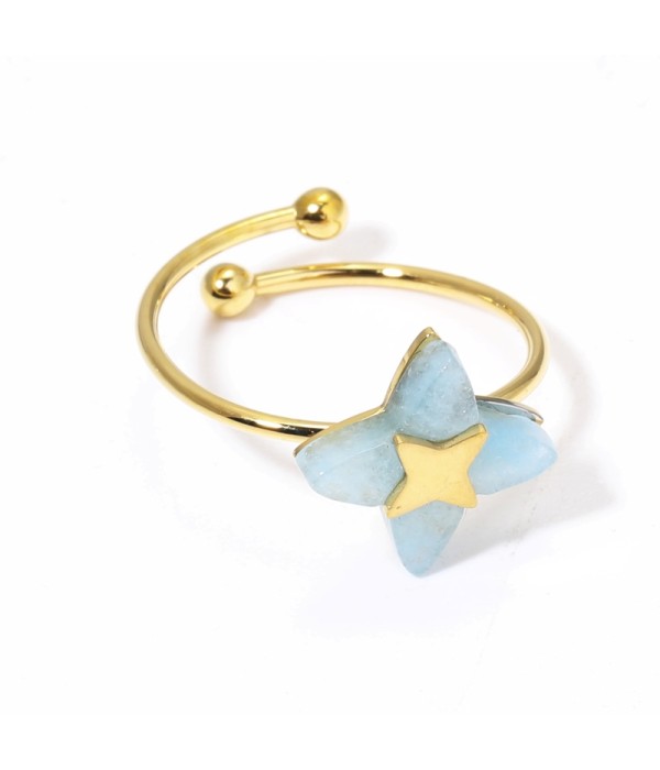 Anillos dorados con estrella de cruz multicolores