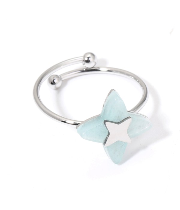 Anillos plateados con estrella de cruz multicolores