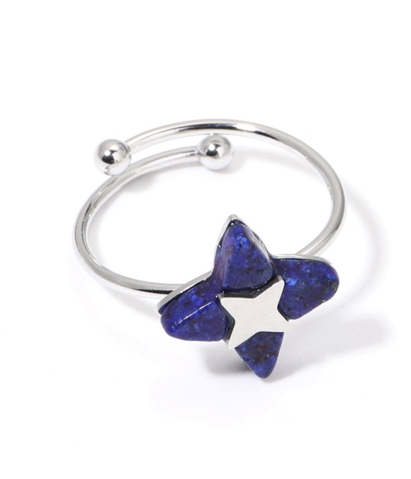 Anillos plateados con estrella de cruz multicolores