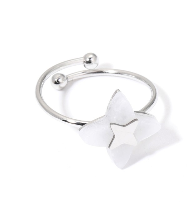 Anillos plateados con estrella de cruz multicolores