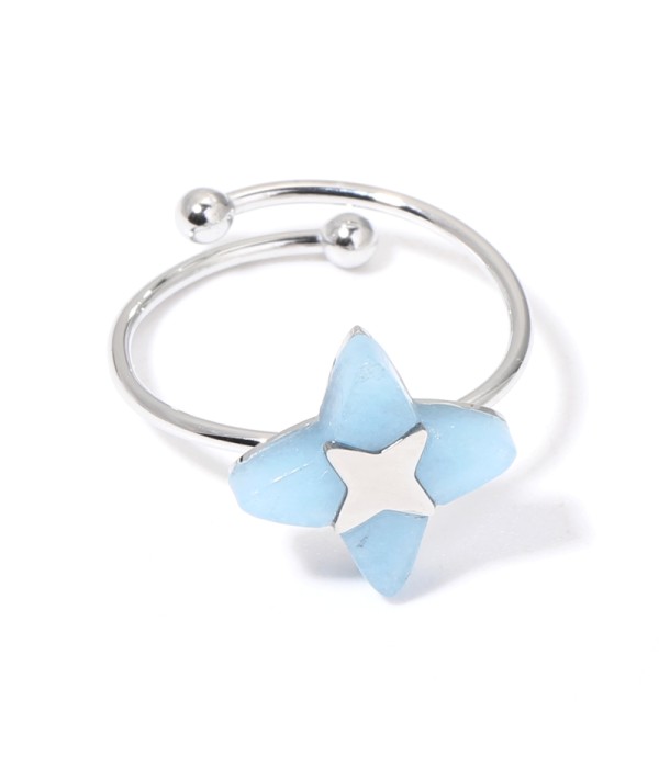 Anillos plateados con estrella de cruz multicolores
