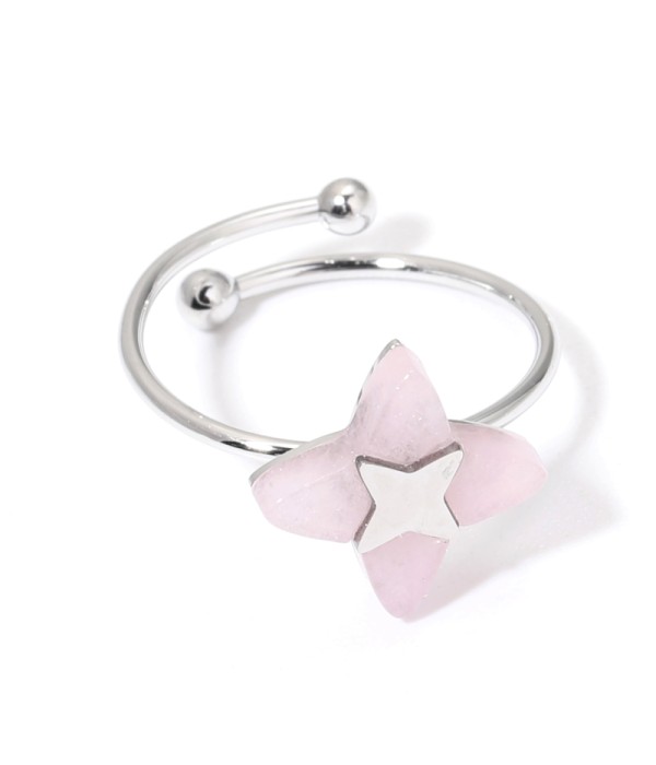 Anillos plateados con estrella de cruz multicolores